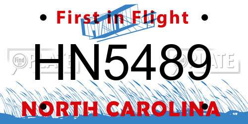 HN5489 North Carolina License Plate