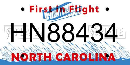 HN88434 North Carolina License Plate