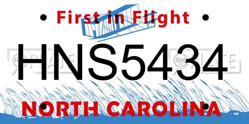 HNS5434 North Carolina License Plate