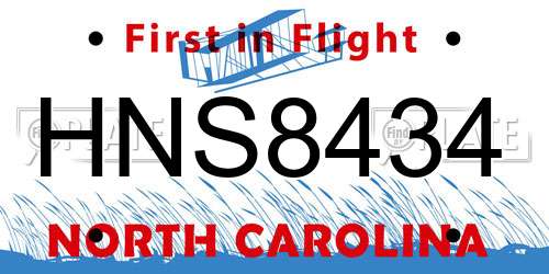 HNS8434 North Carolina License Plate