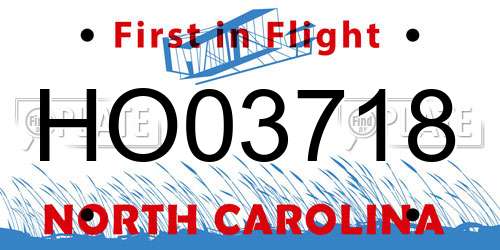 HO03718 North Carolina License Plate