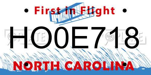 HO0E718 North Carolina License Plate