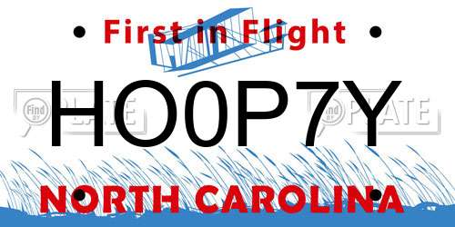HO0P7Y North Carolina License Plate