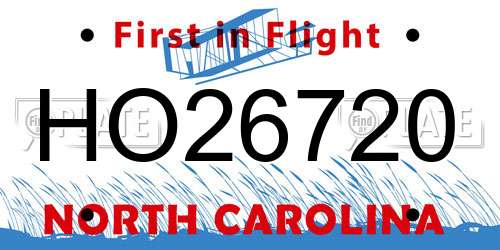 HO26720 North Carolina License Plate