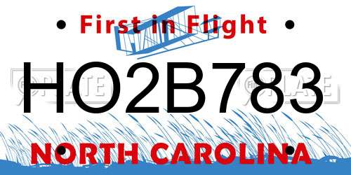 HO2B783 North Carolina License Plate