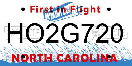 HO2G720 North Carolina License Plate