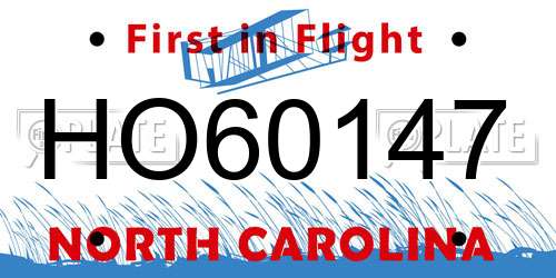 HO60147 North Carolina License Plate