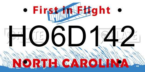 HO6D142 North Carolina License Plate