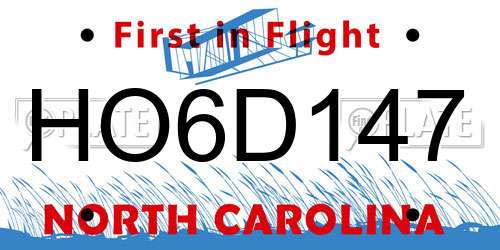 HO6D147 North Carolina License Plate