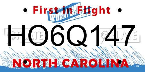 HO6Q147 North Carolina License Plate