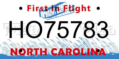 HO75783 North Carolina License Plate