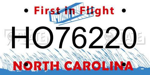 HO76220 North Carolina License Plate