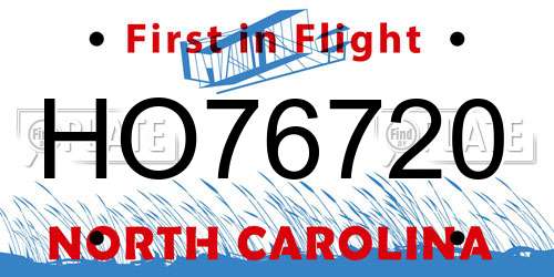 HO76720 North Carolina License Plate
