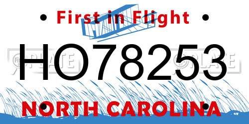 HO78253 North Carolina License Plate