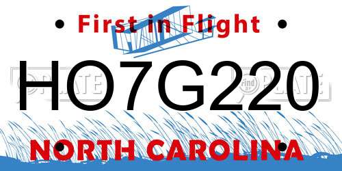 HO7G220 North Carolina License Plate