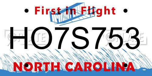 HO7S753 North Carolina License Plate