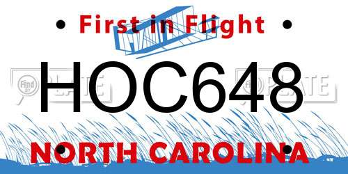 HOC648 North Carolina License Plate
