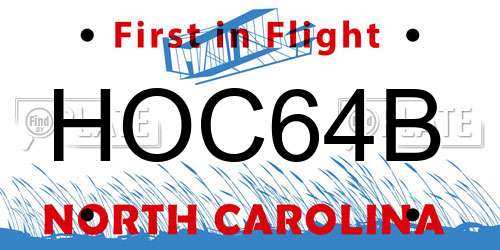 HOC64B North Carolina License Plate