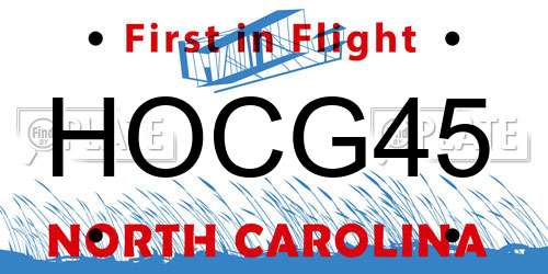HOCG45 North Carolina License Plate
