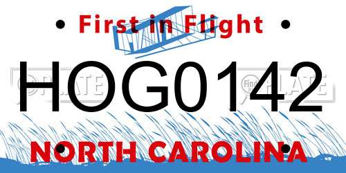 HOG0142 North Carolina License Plate