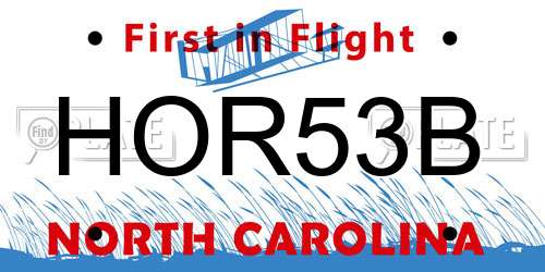 HOR53B North Carolina License Plate