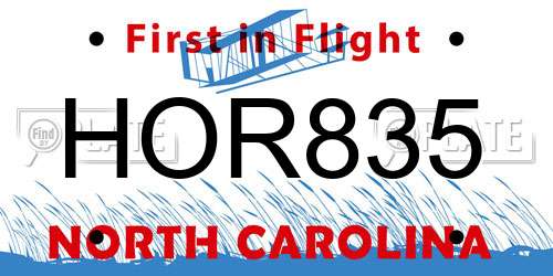 HOR835 North Carolina License Plate