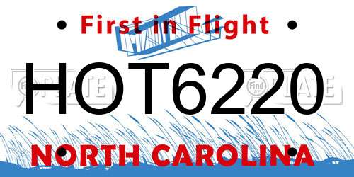 HOT6220 North Carolina License Plate