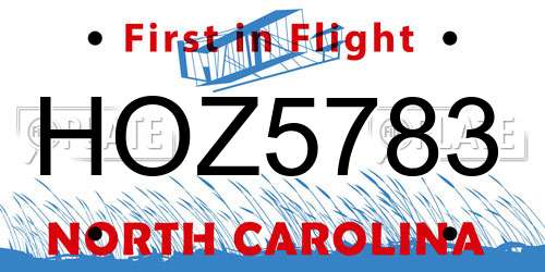 HOZ5783 North Carolina License Plate