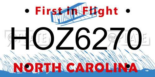HOZ6270 North Carolina License Plate