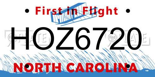 HOZ6720 North Carolina License Plate