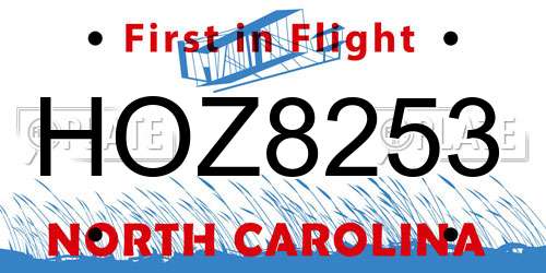 HOZ8253 North Carolina License Plate