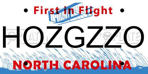 HOZGZZO North Carolina License Plate