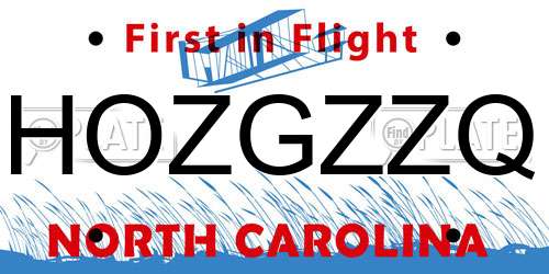 HOZGZZQ North Carolina License Plate