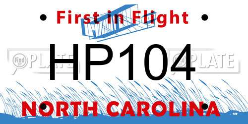 HP104 North Carolina License Plate