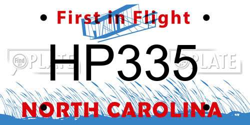 HP335 North Carolina License Plate