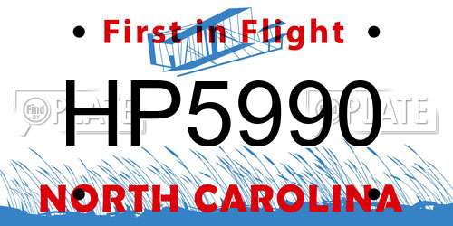HP5990 North Carolina License Plate