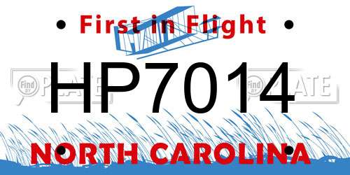 HP7014 North Carolina License Plate