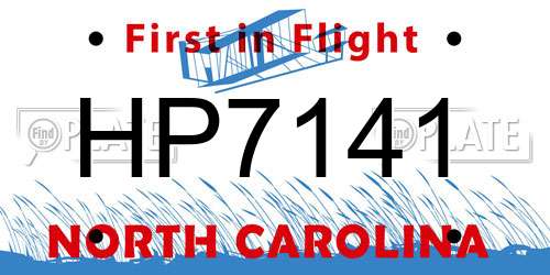 HP7141 North Carolina License Plate