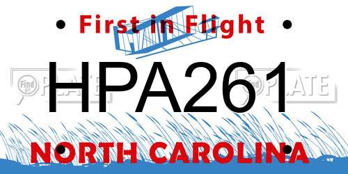 HPA261 North Carolina License Plate
