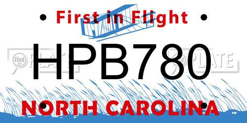 HPB780 North Carolina License Plate