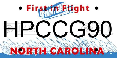 HPCCG90 North Carolina License Plate