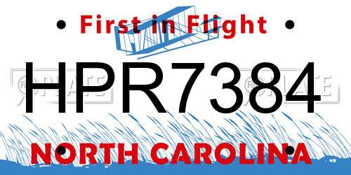 HPR7384 North Carolina License Plate