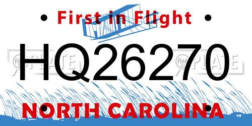 HQ26270 North Carolina License Plate