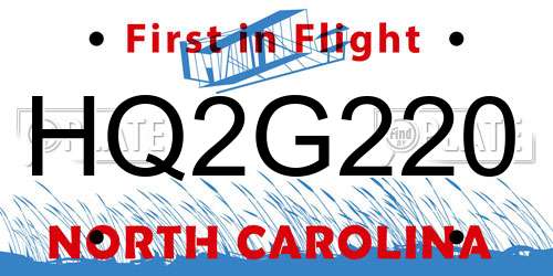 HQ2G220 North Carolina License Plate