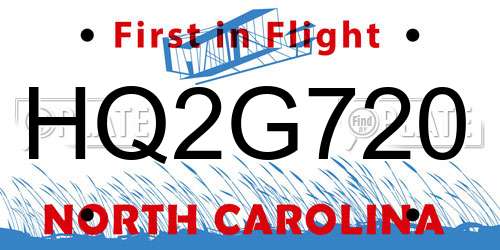 HQ2G720 North Carolina License Plate