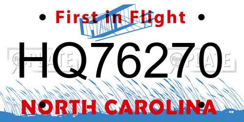 HQ76270 North Carolina License Plate