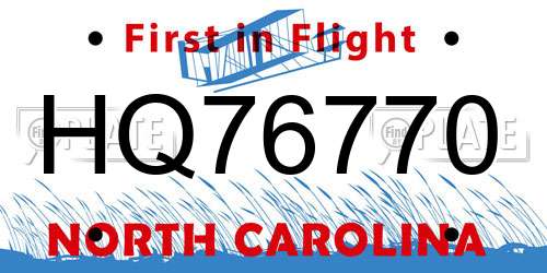 HQ76770 North Carolina License Plate