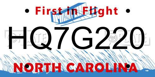 HQ7G220 North Carolina License Plate