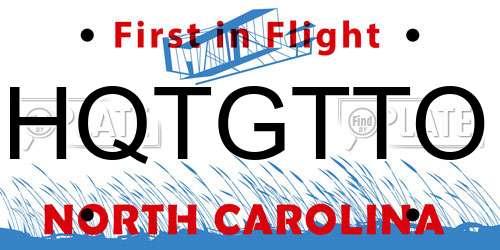 HQTGTTO North Carolina License Plate