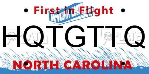 HQTGTTQ North Carolina License Plate